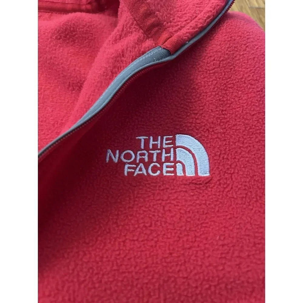 The North Face Fleece Pullover Sweater Mens Red 1/4 Zip Long Sleeve Sweatshirt L